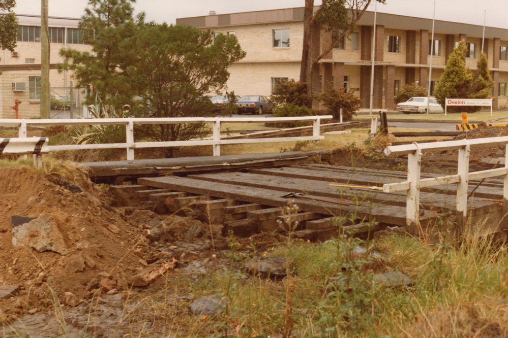 Timber bridge under repair, Tattersall Road