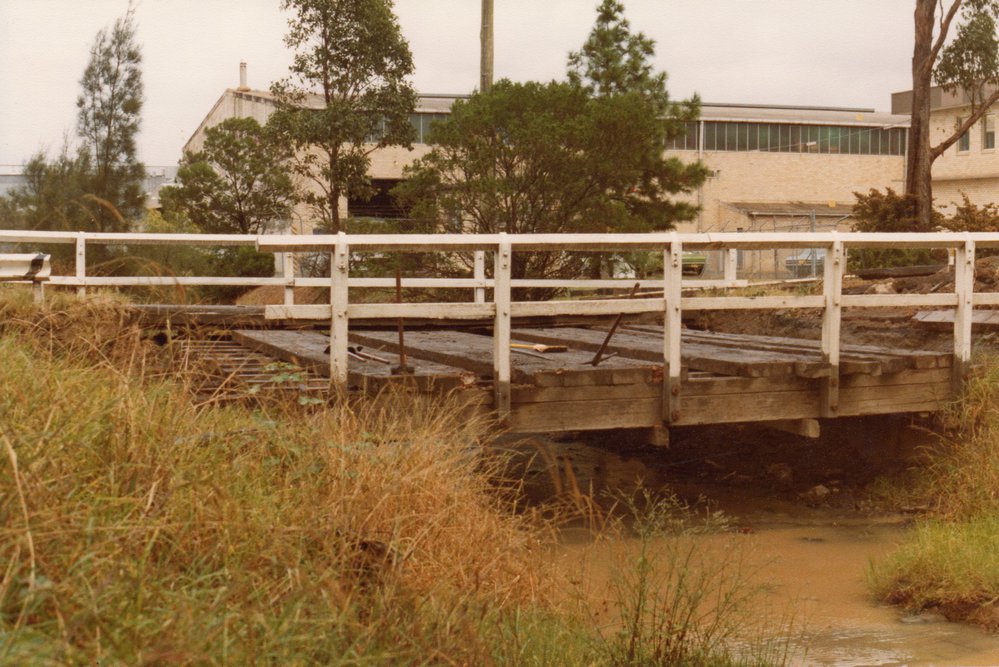 Timber bridge under repair, Tattersall Road