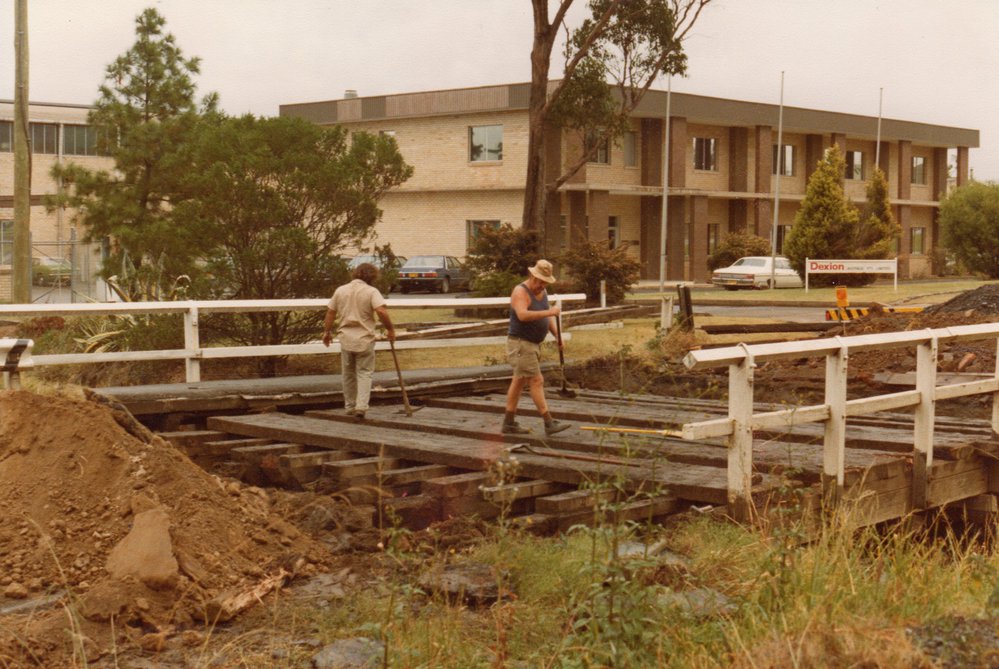 Timber bridge under repair, Tattersall Road