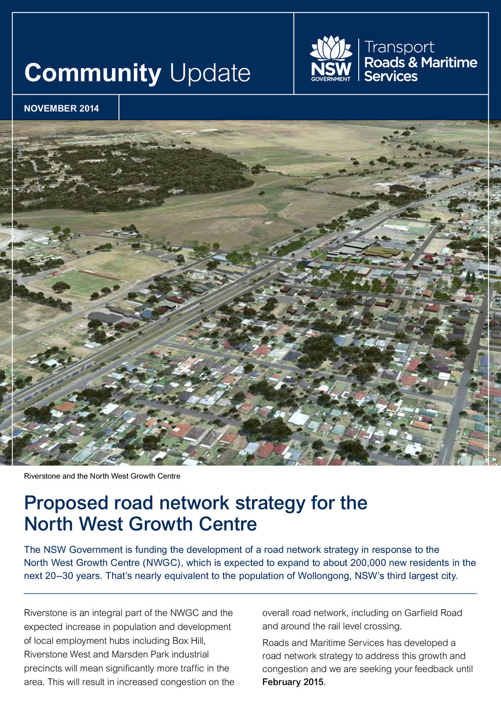 Riverstone and North West Growth Centre Community Update, November 2014