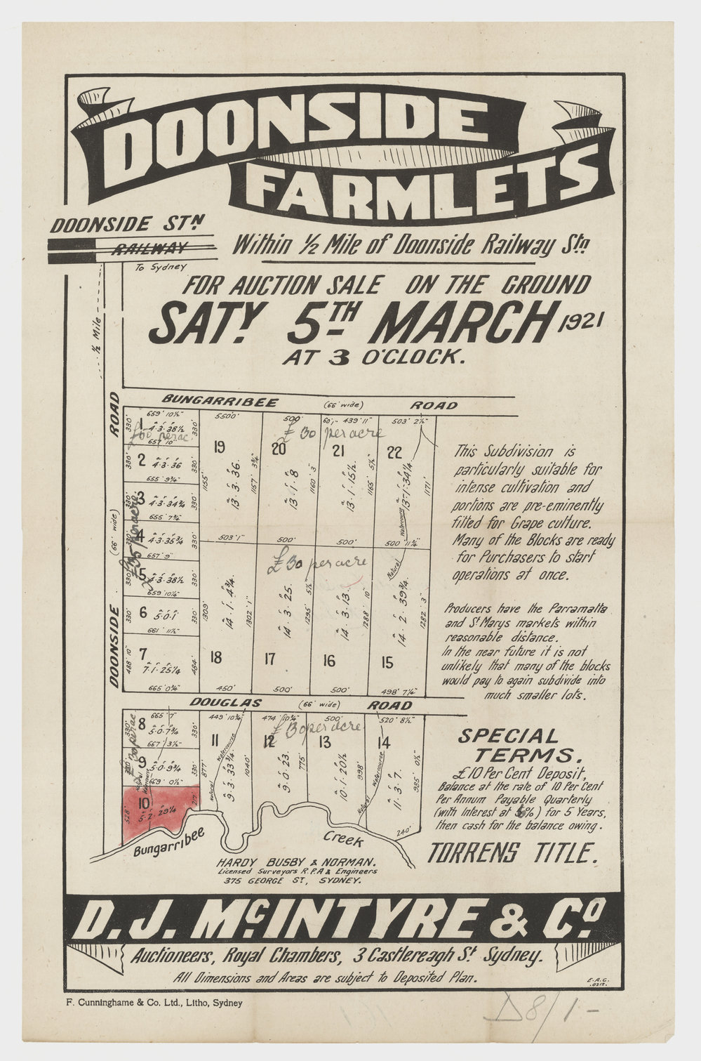 Doonside Farmlets, 1921