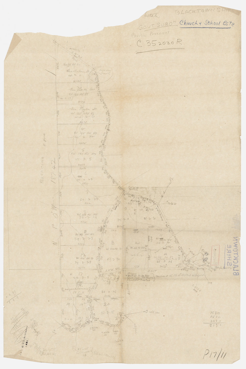 Sketch plan of Prospect area, c1914-1932