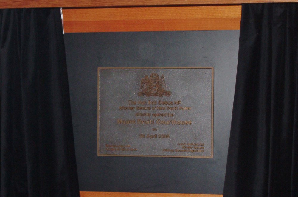 Plaque - Mount Druitt Court House official opening, 2006