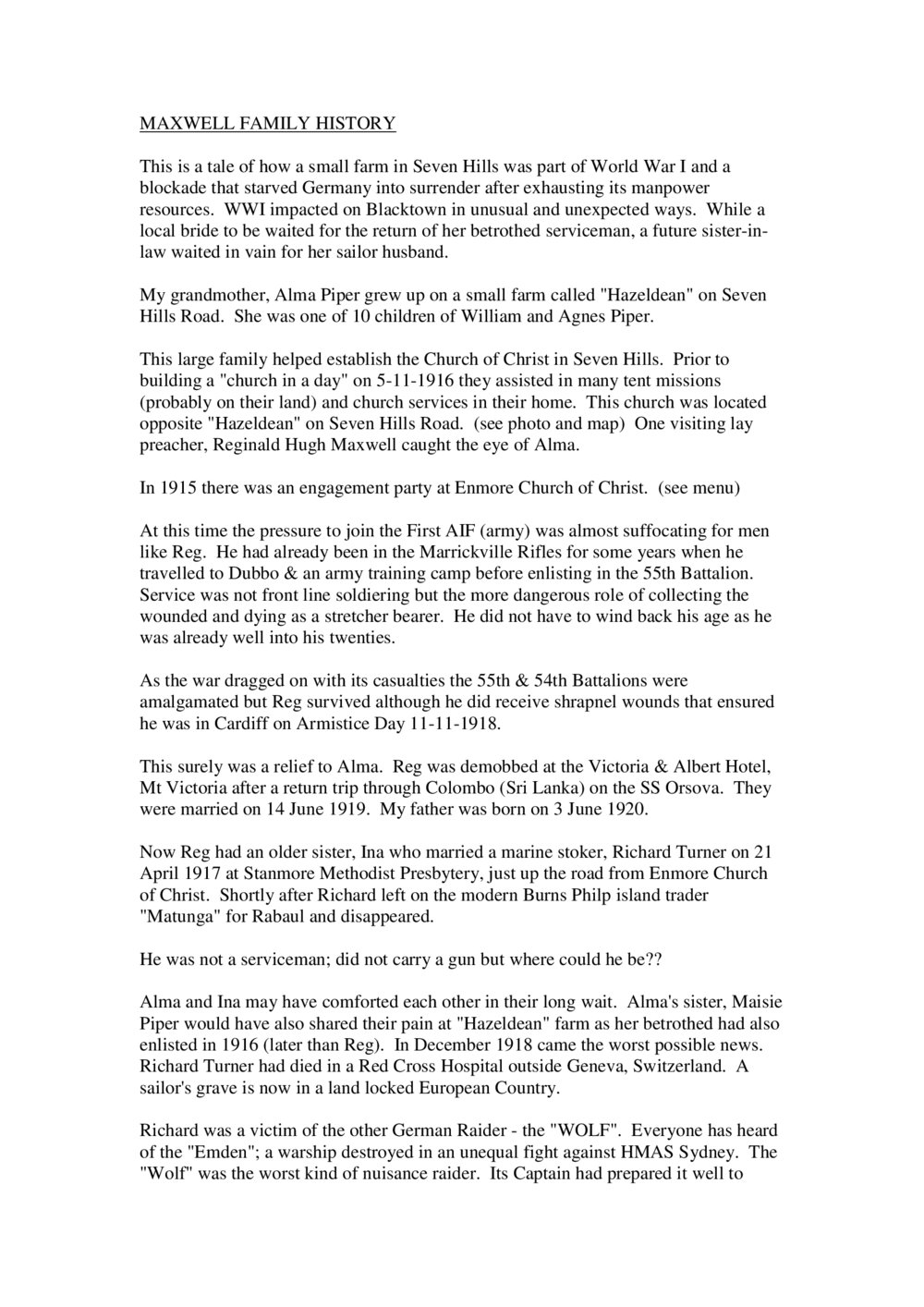 Maxwell Family History, 2014