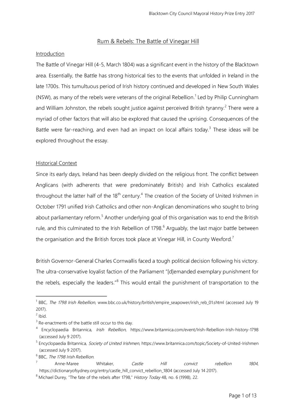 Rum and Rebels: The Battle of Vinegar Hill, 2017