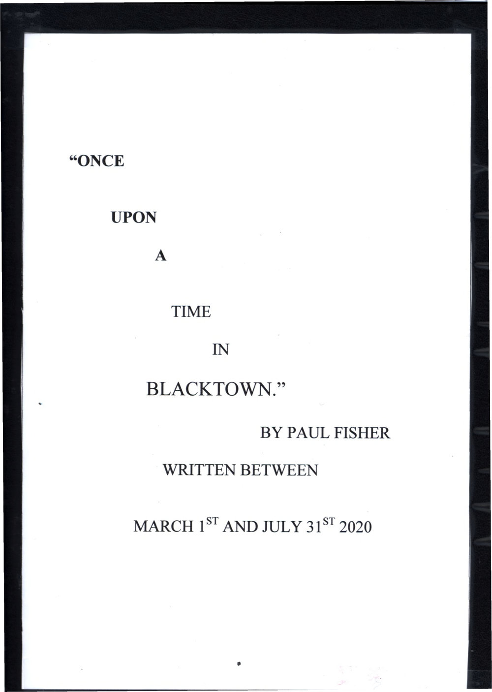 Once upon a time in Blacktown, Paul Fisher