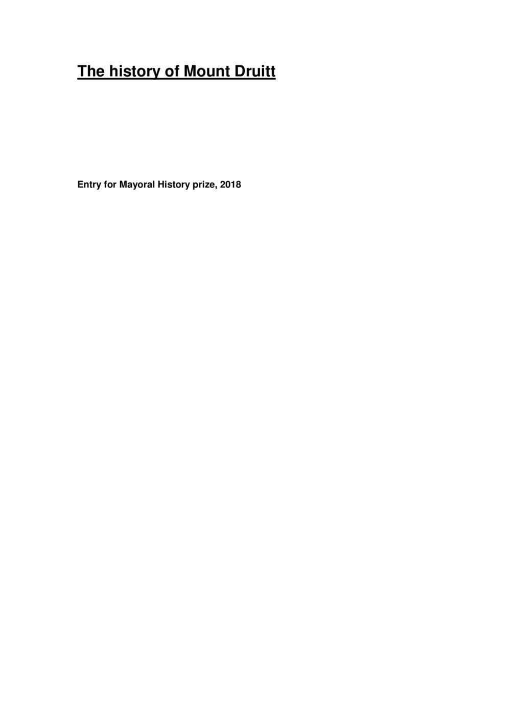 The history of Mount Druitt,  2018 