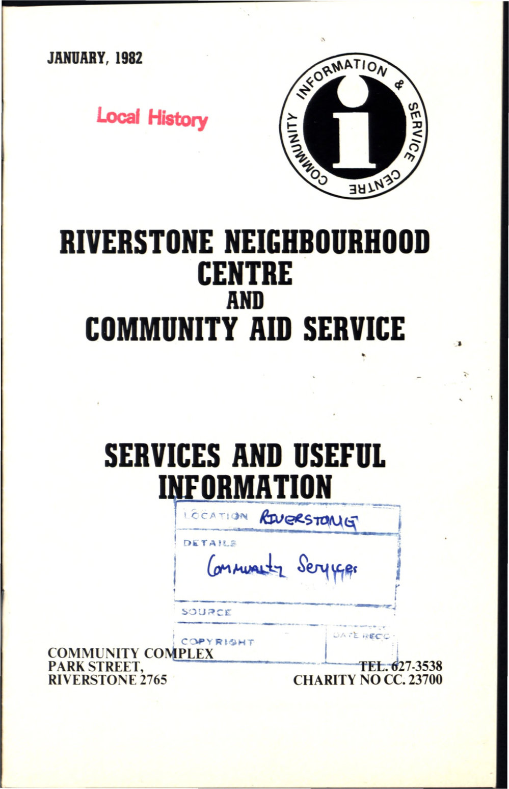 Riverstone Neighbourhood Centre and Community Aid Service, 1982