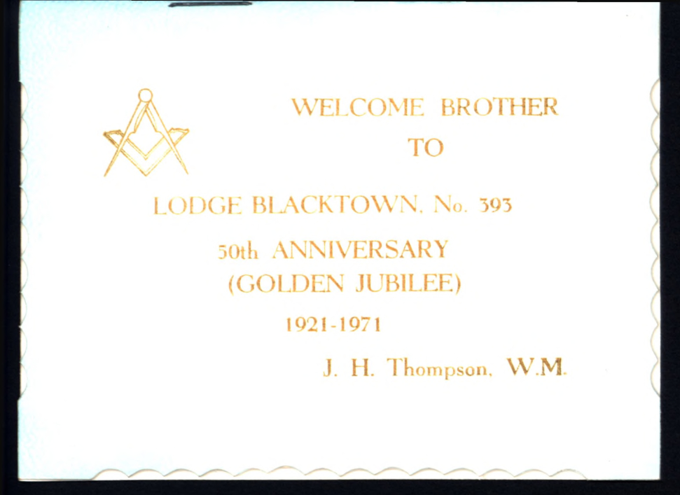 Lodge Blacktown No 393, 50th anniversary, 1971