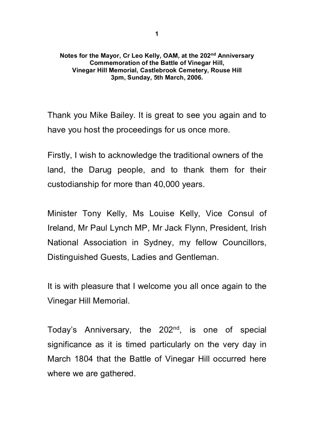 Battle of Vinegar Hill Commemoration, 2006