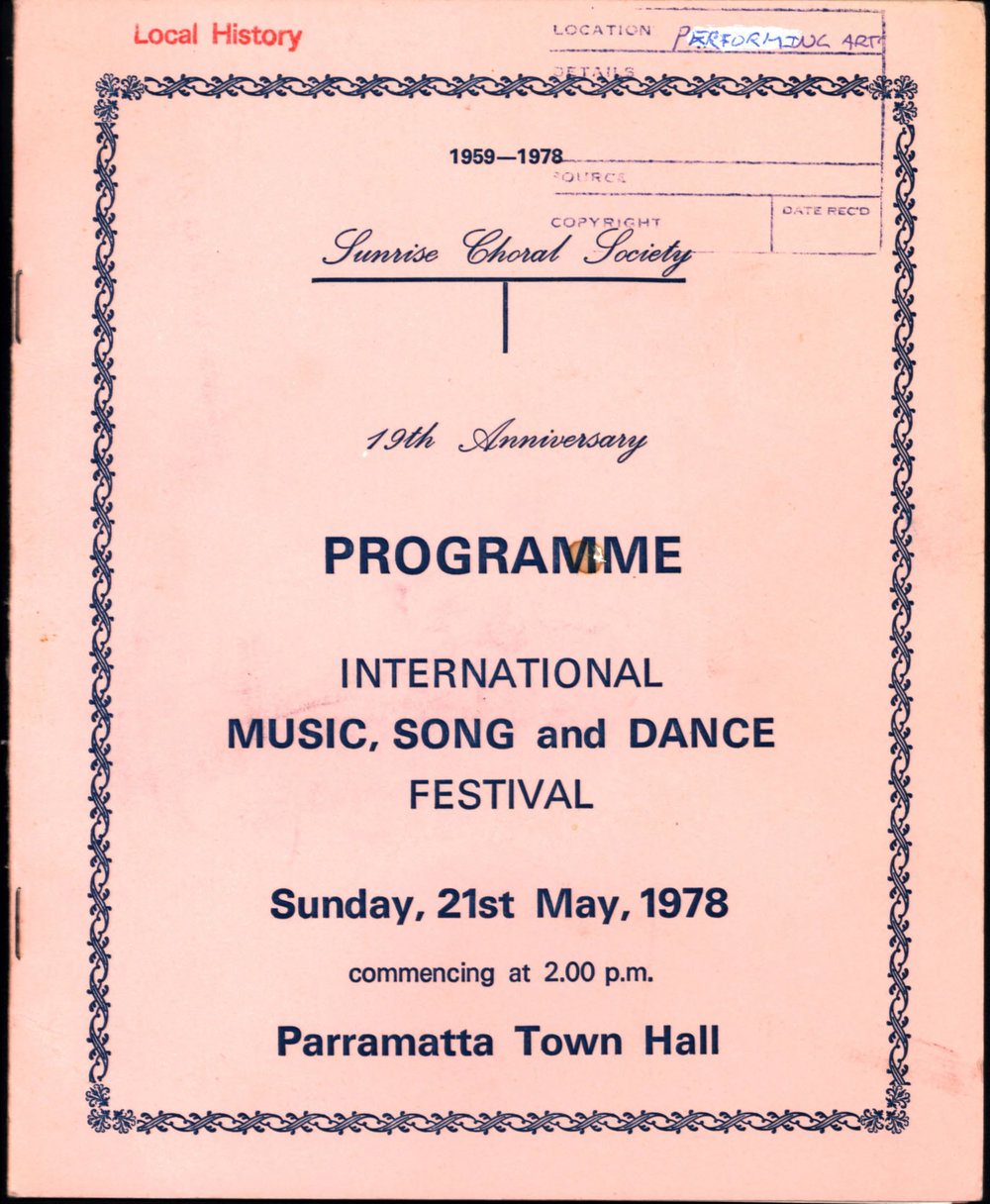 Festival of Song and Music, Sunrise Choral Society, 1978