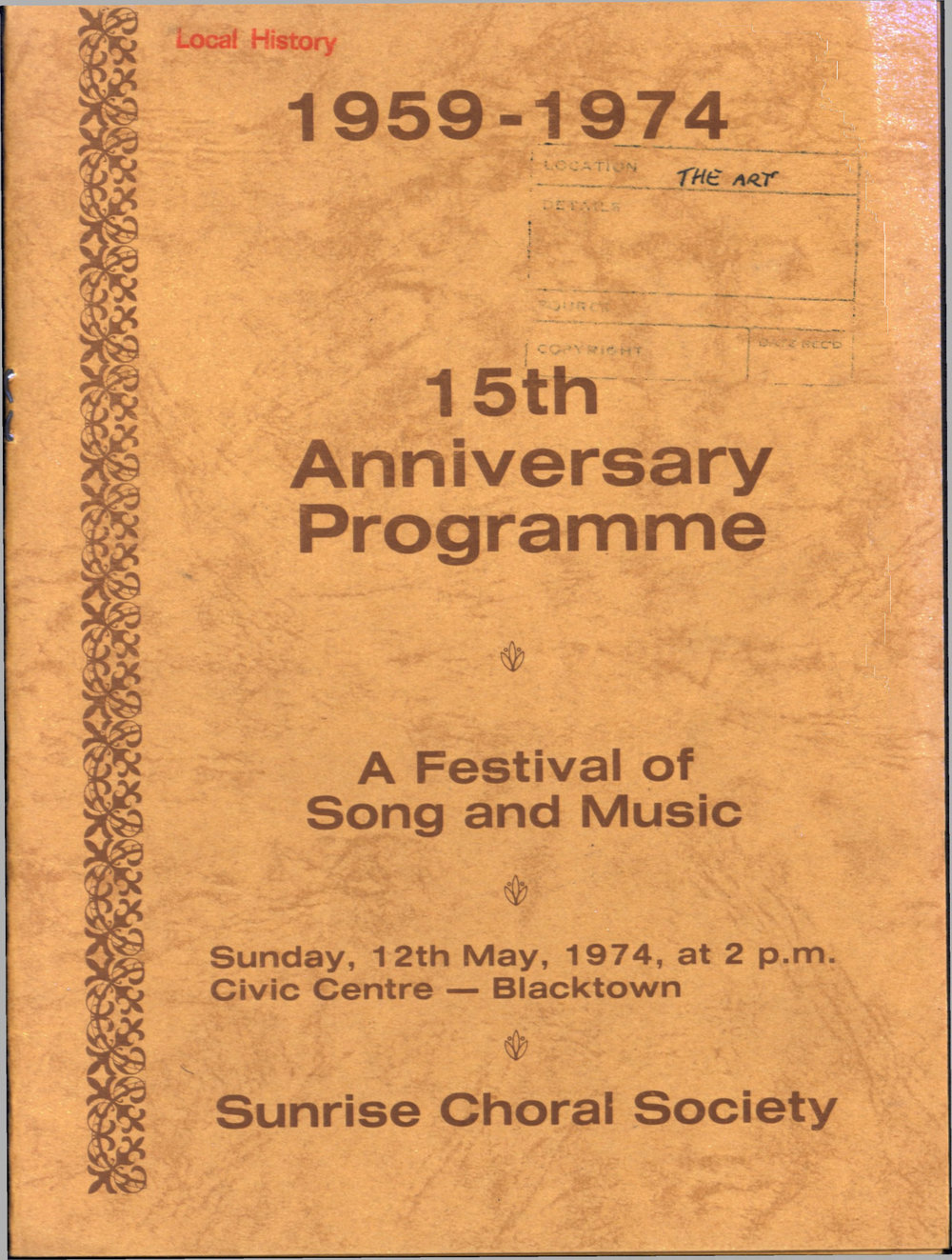 Festival of Song and Music, Sunrise Choral Society, 1974