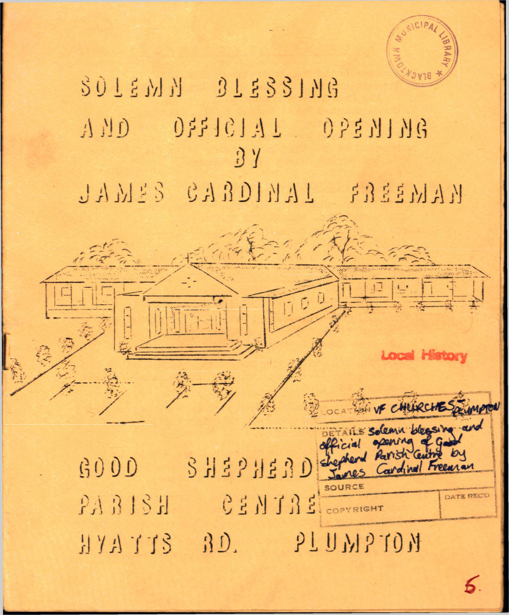 Good Shepherd Parish centre opening, Plumpton, ?1970
