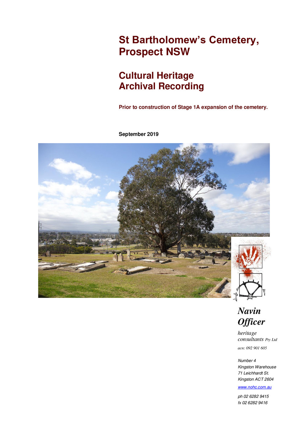 St Bartholomew's Cemetery, Cultural Heritage Archival Recording, 2019