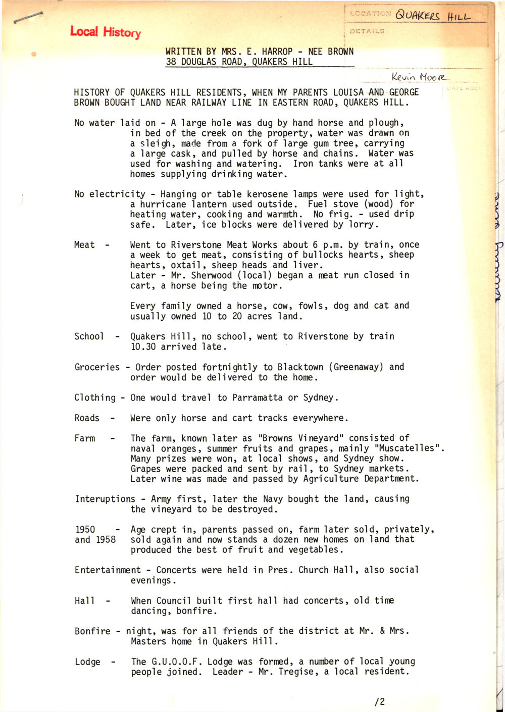 Quakers Hill history