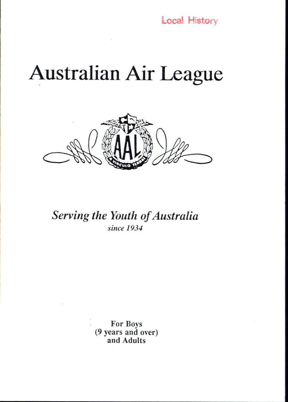 Australian Air League brochure
