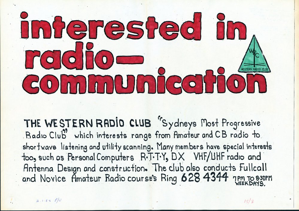 Western Radio Club, 1984