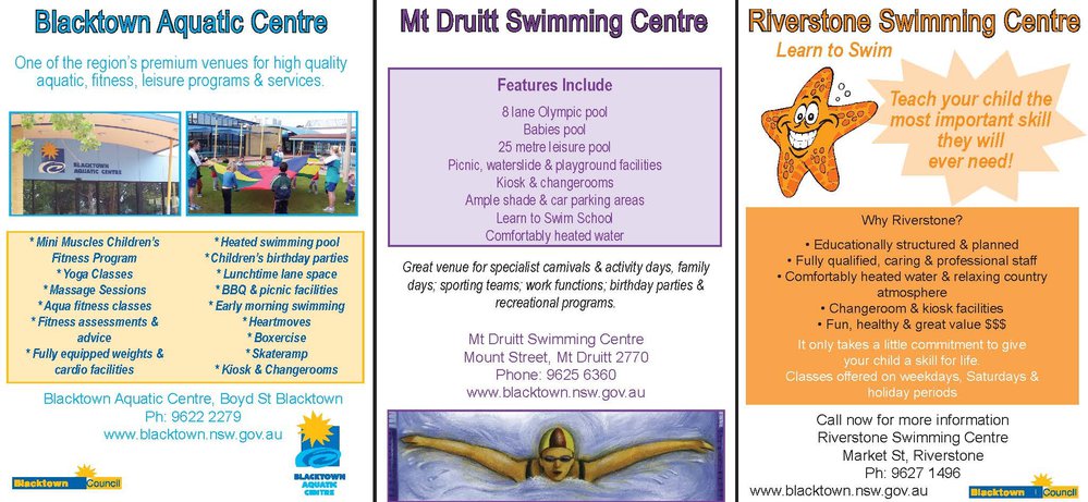 Blacktown Local Government Area swimming facilities