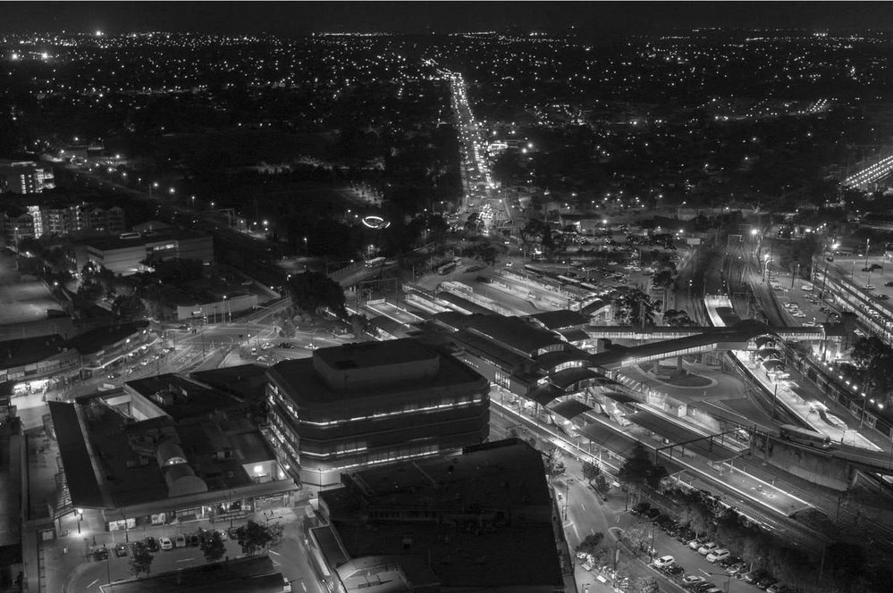 Aerial view of Blacktown railway station