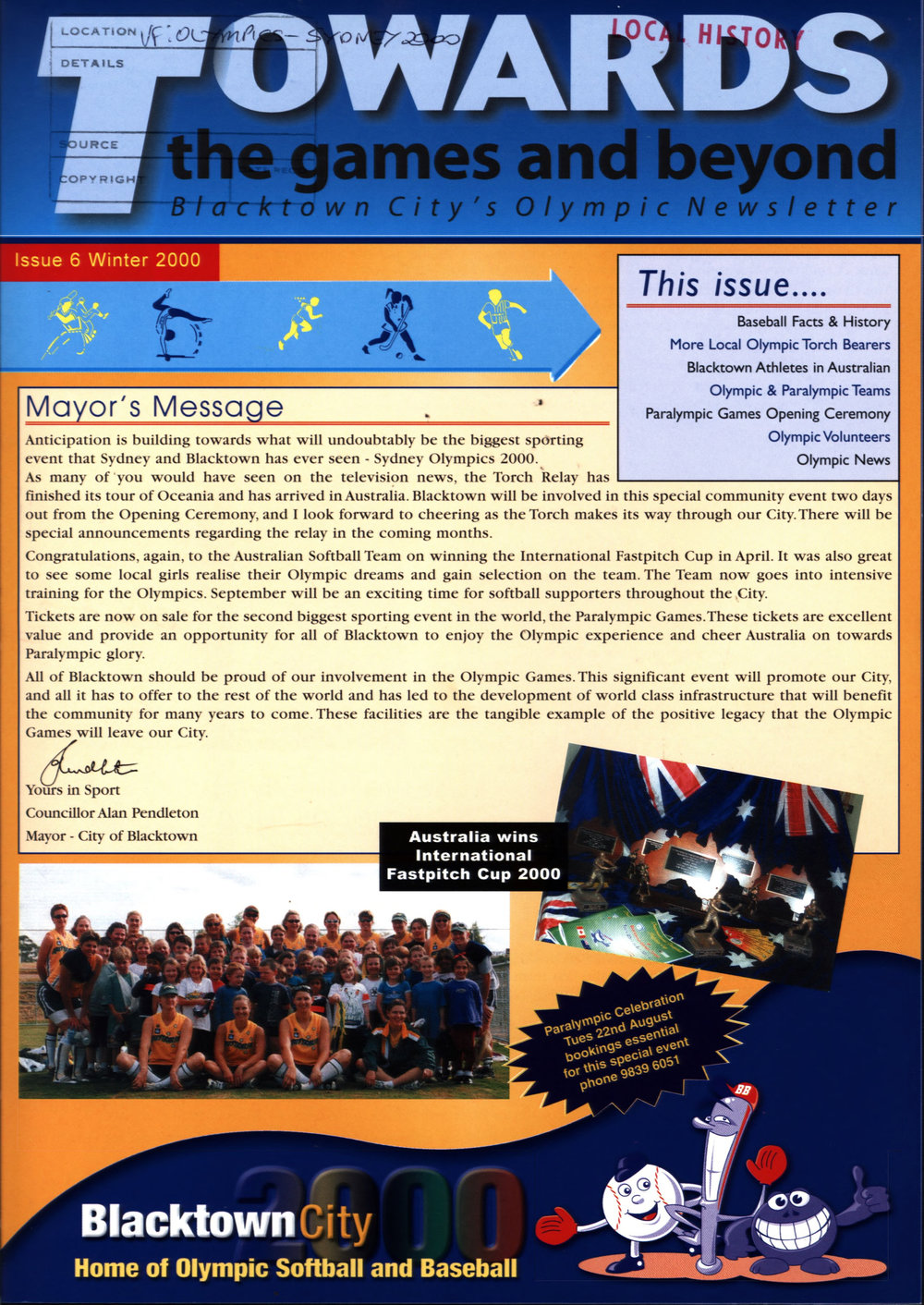 Towards the Games and Beyond, Newsletter No 6, Winter 2000