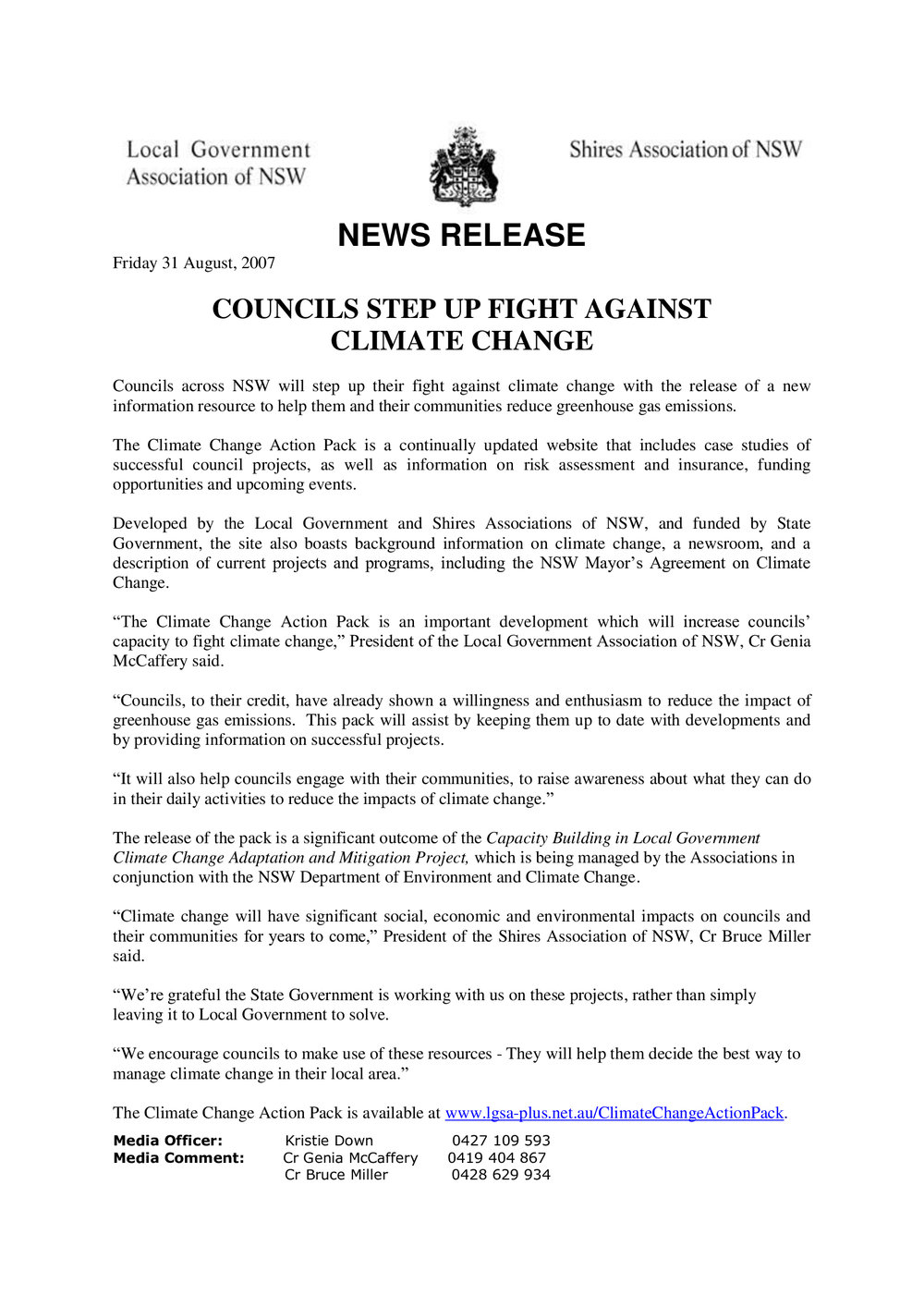 Climate change action pack, 2007