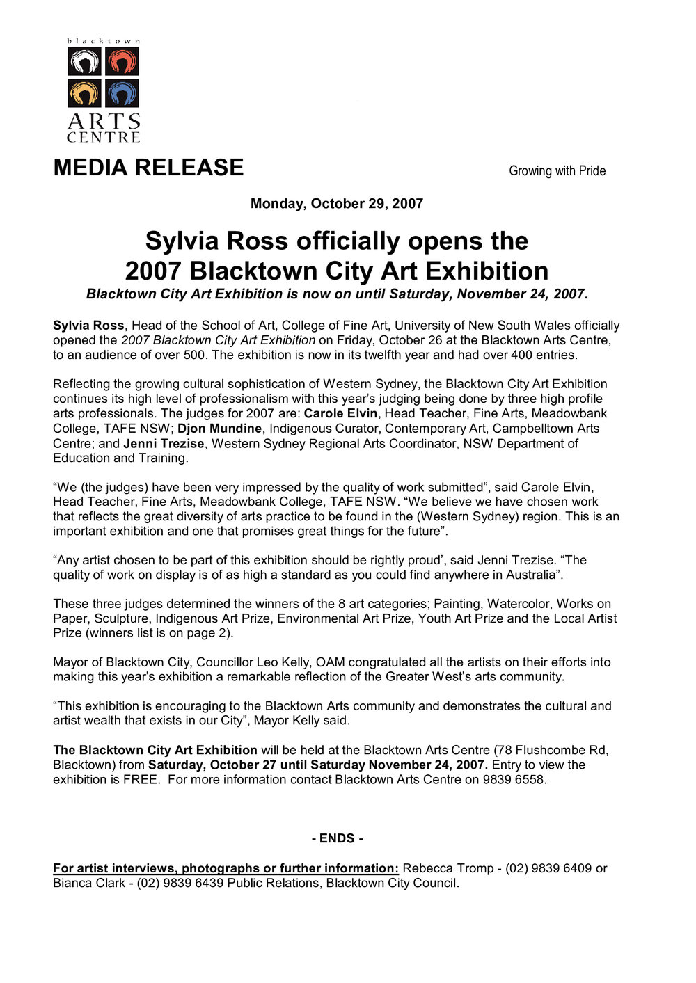 Blacktown City Art Exhibition, 2007