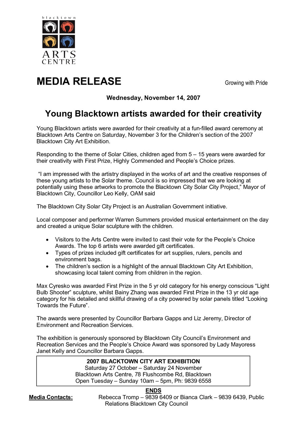 Blacktown City Art Exhibition, 2007