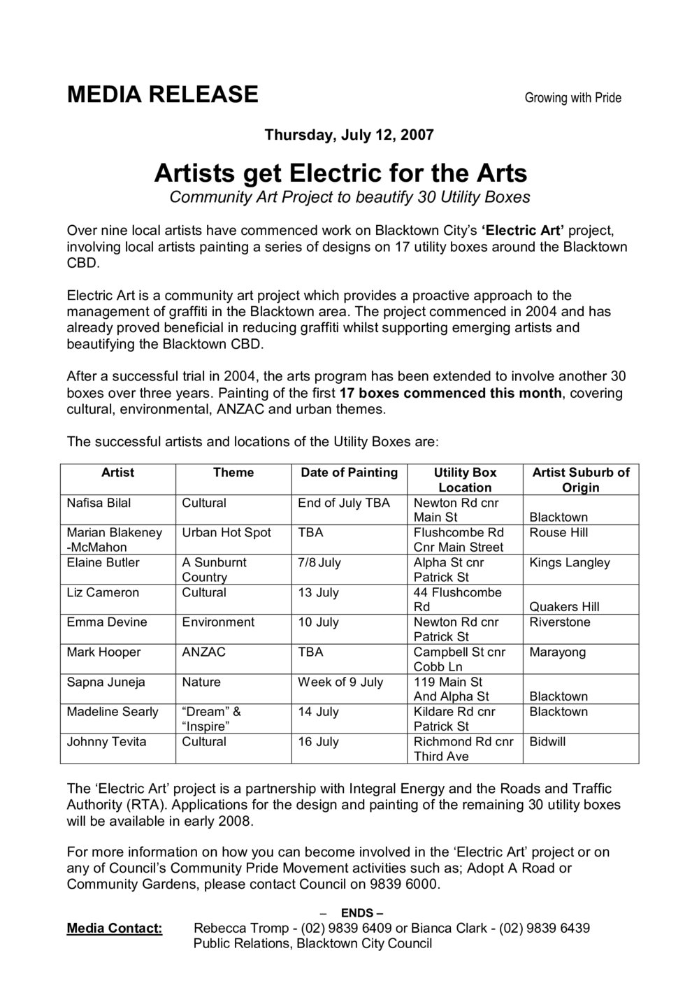 Electric Art project, 2007