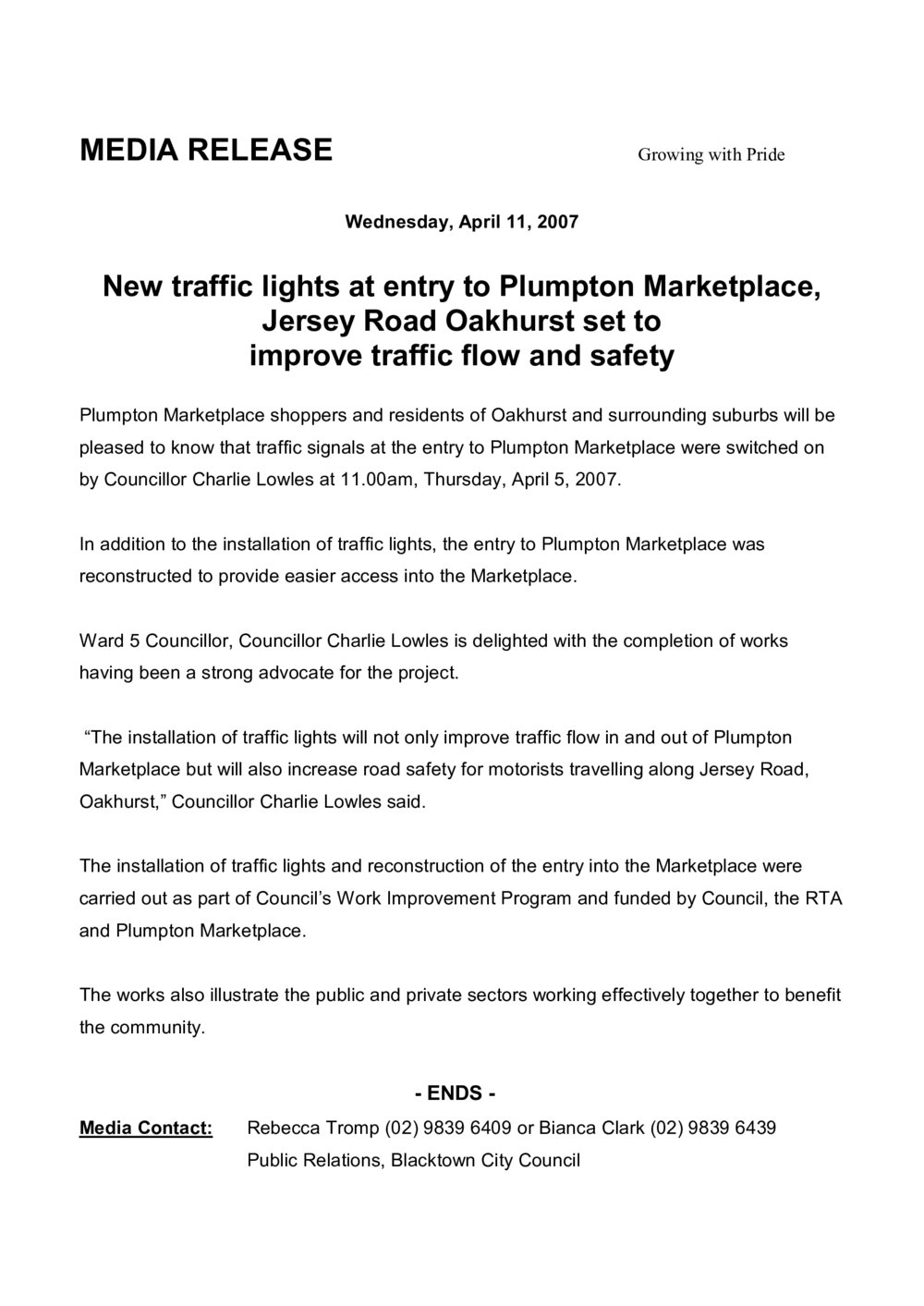 Plumpton Marketplace traffic signals, 2007