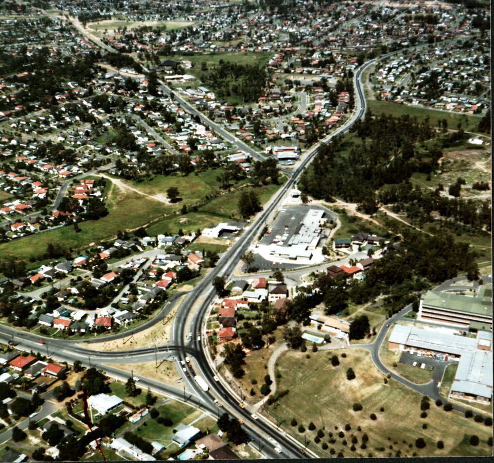Aerial view of Blacktown Road and Wallpark Avenue intersection