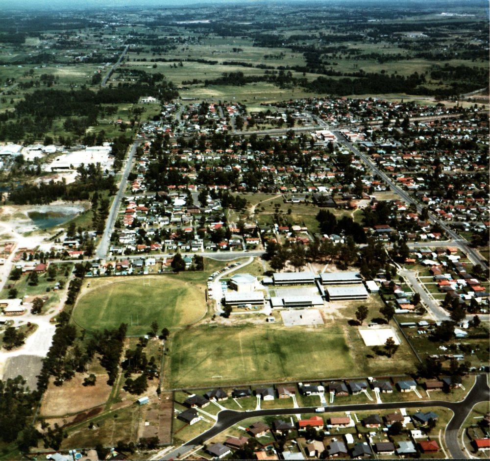 Aerial view of Doonside Technology High School and surroundings