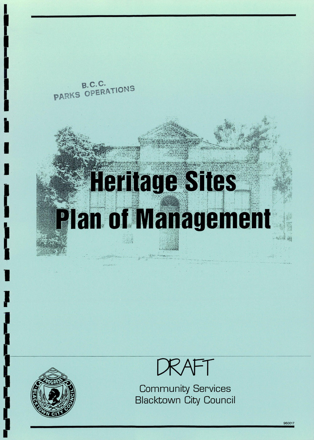 DRAFT Heritage sites  Plan of Management, 1996