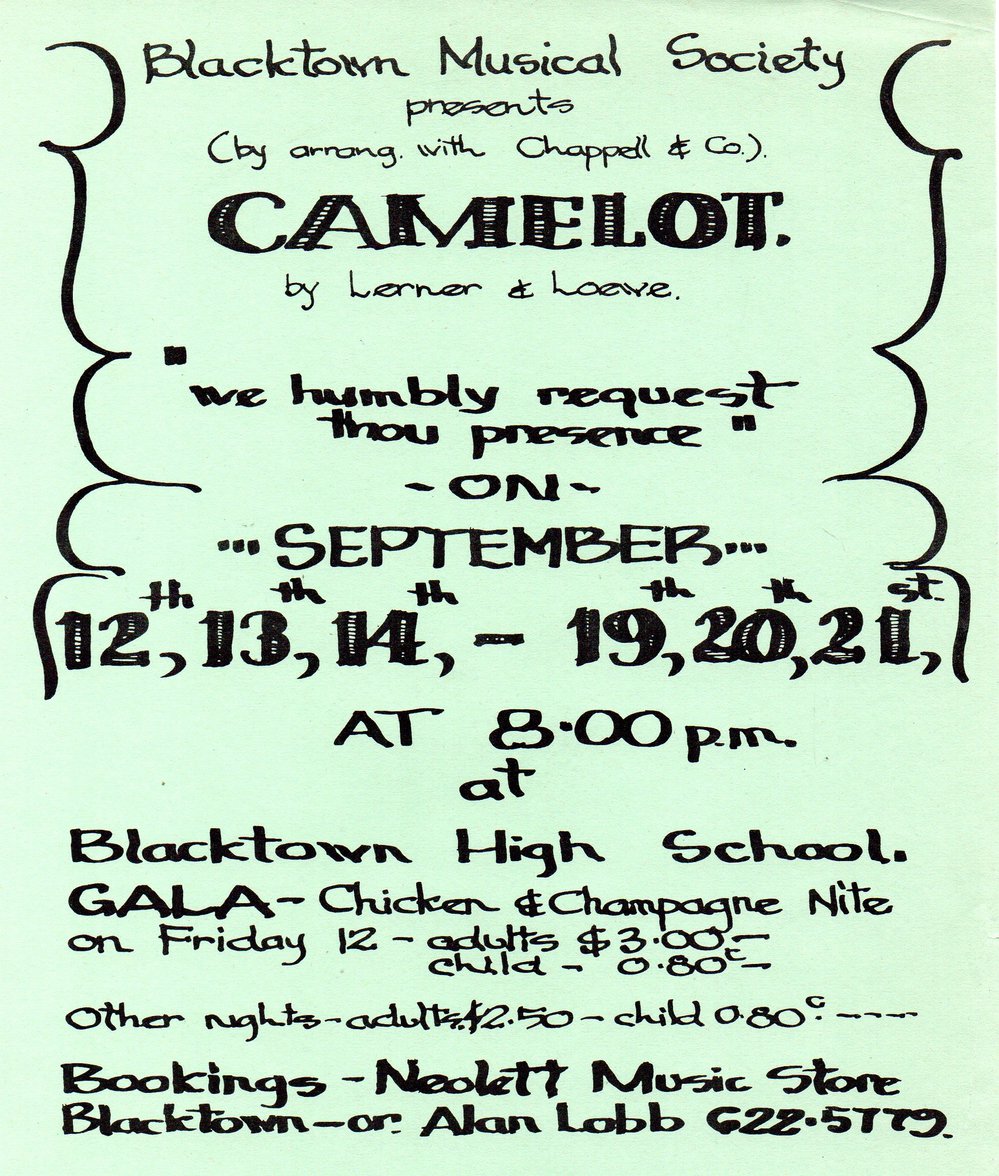 Blacktown Musical Society Camelot, 1975