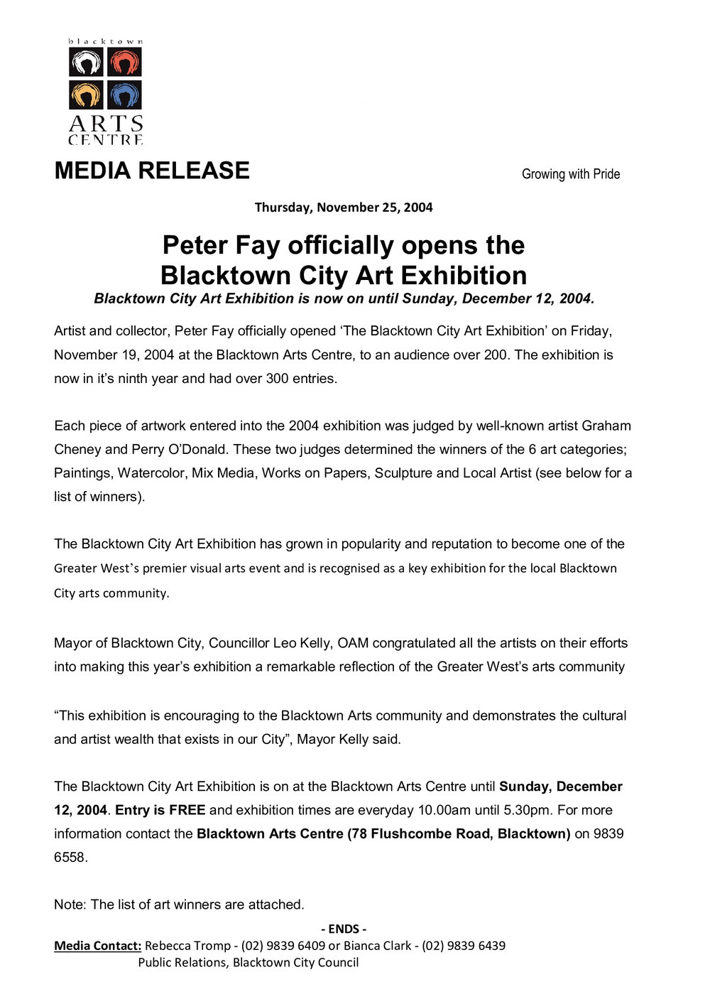 Blacktown City Art Exhibition, 2004