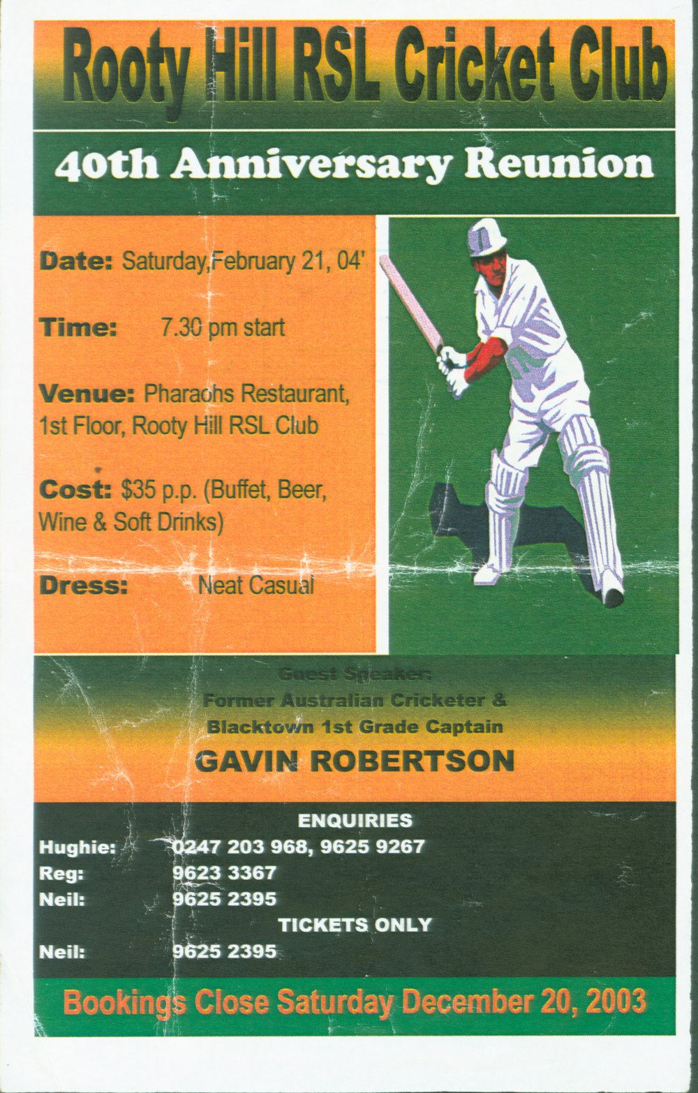 Rooty Hill RSL Cricket Club 40th anniversary, 2004