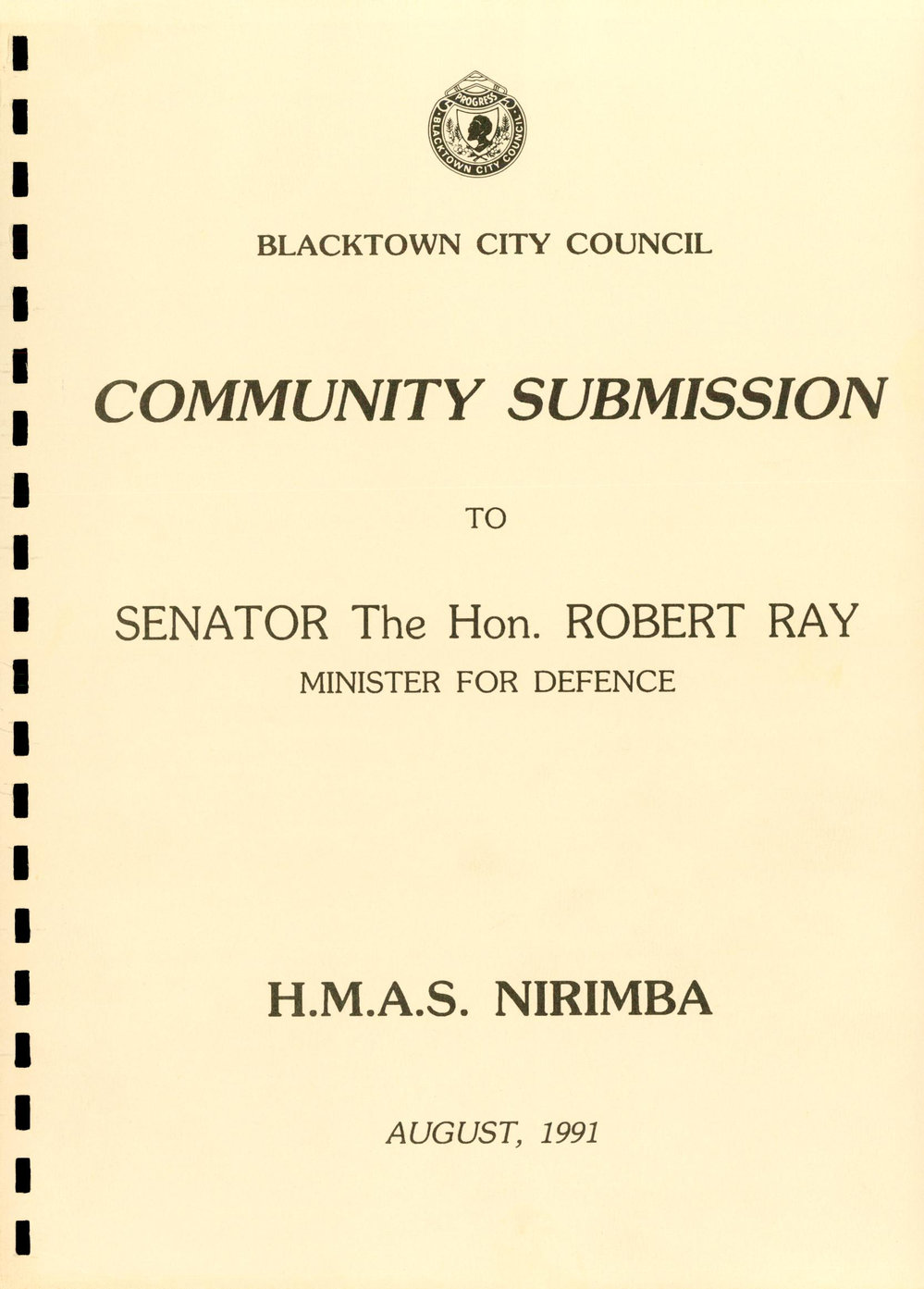 HMAS Nirimba Community Submission, 1991