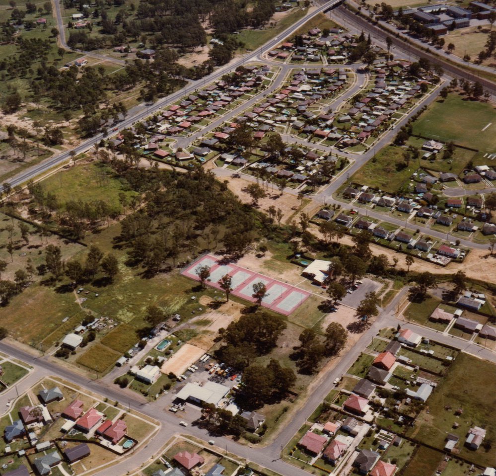 Aerial view of Rooty Hill Tennis and Squash Centre and surroundings