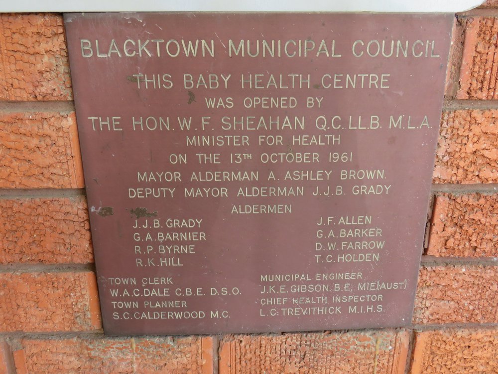 Plaque - Baby Health Centre, Seven Hills