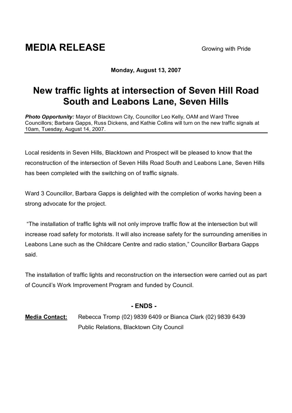 Traffic signals Leabons Lane and Seven Hills Road South, Seven Hills, 2007