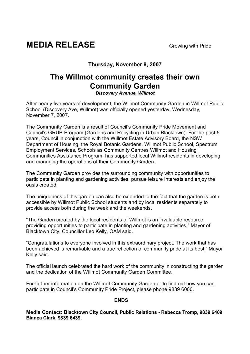 Willmot Community Garden Opening, 2007