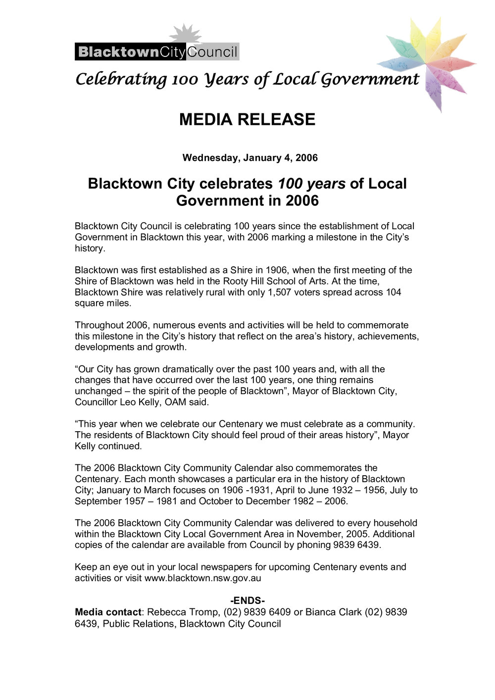 Blacktown City Centenary of Local Government, 2006