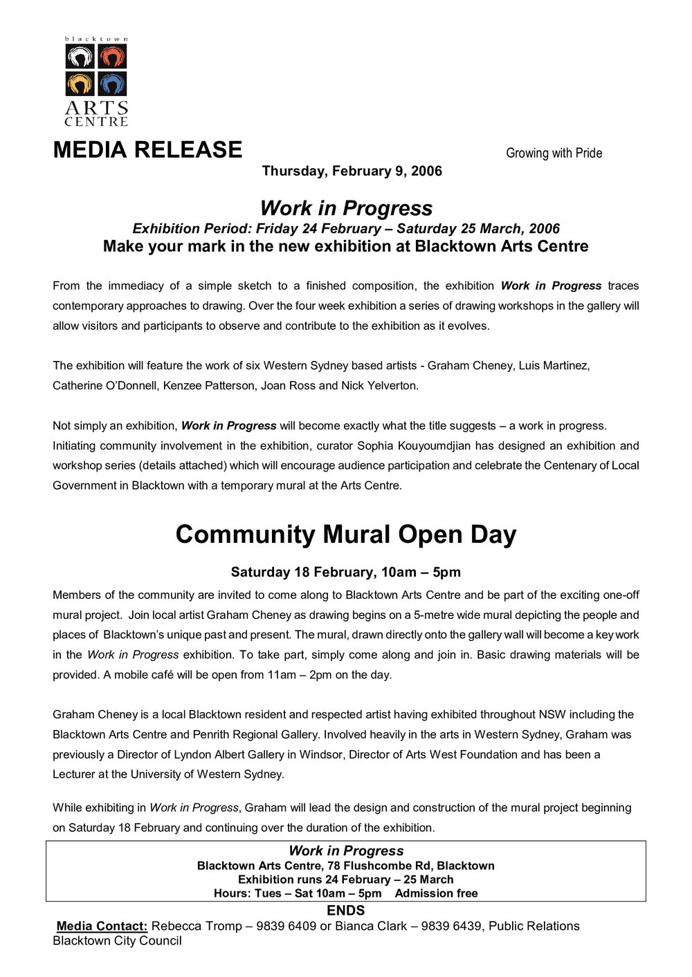 Community Mural Day and Works in Progress Exhibition, 2006