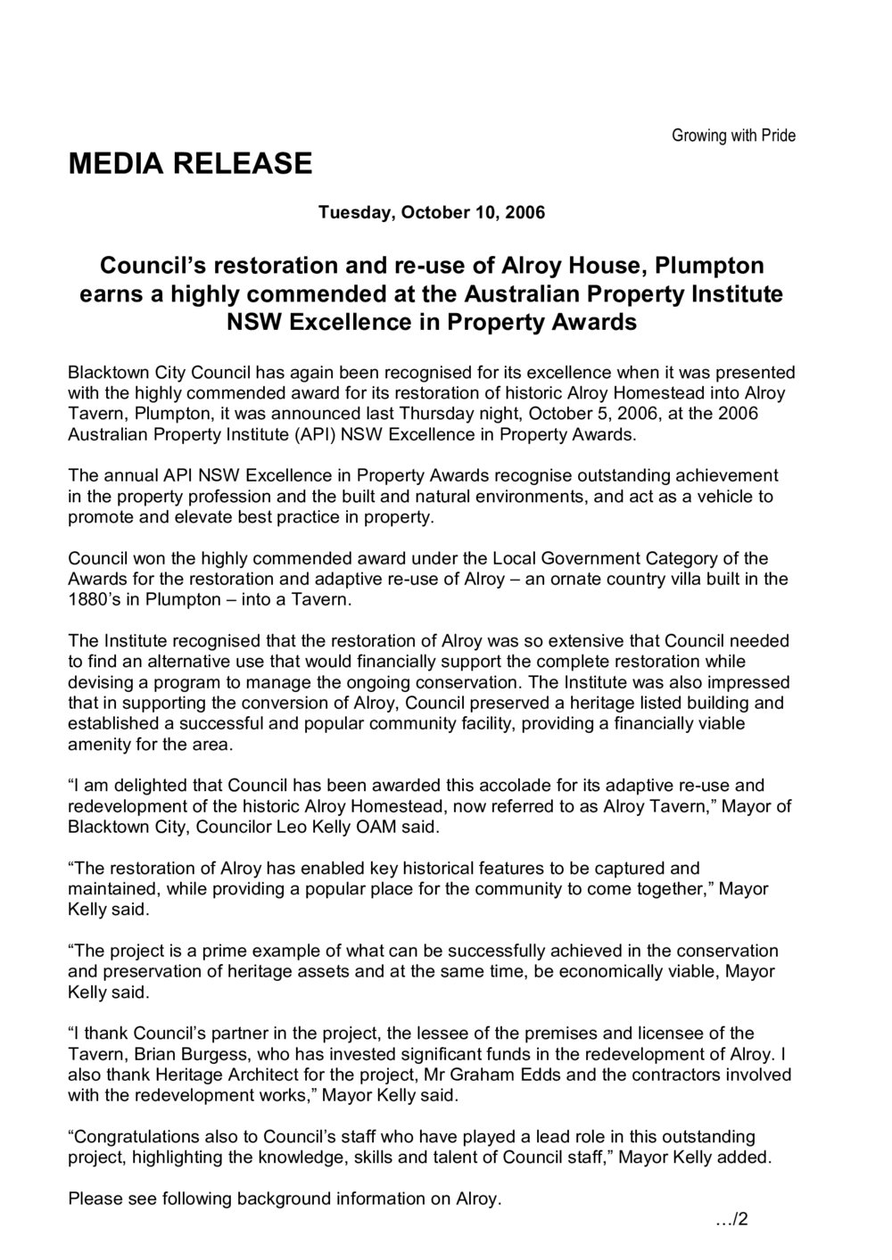 Alroy House Plumpton, award for restoration of Alroy House, Plumpton