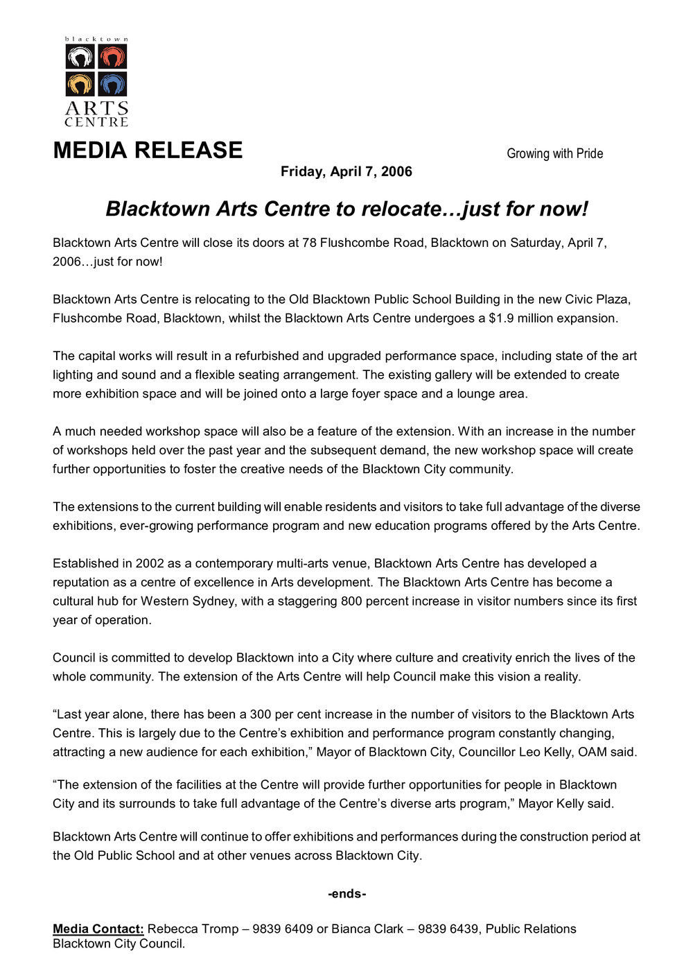 Blacktown Arts Centre relocation, 2006