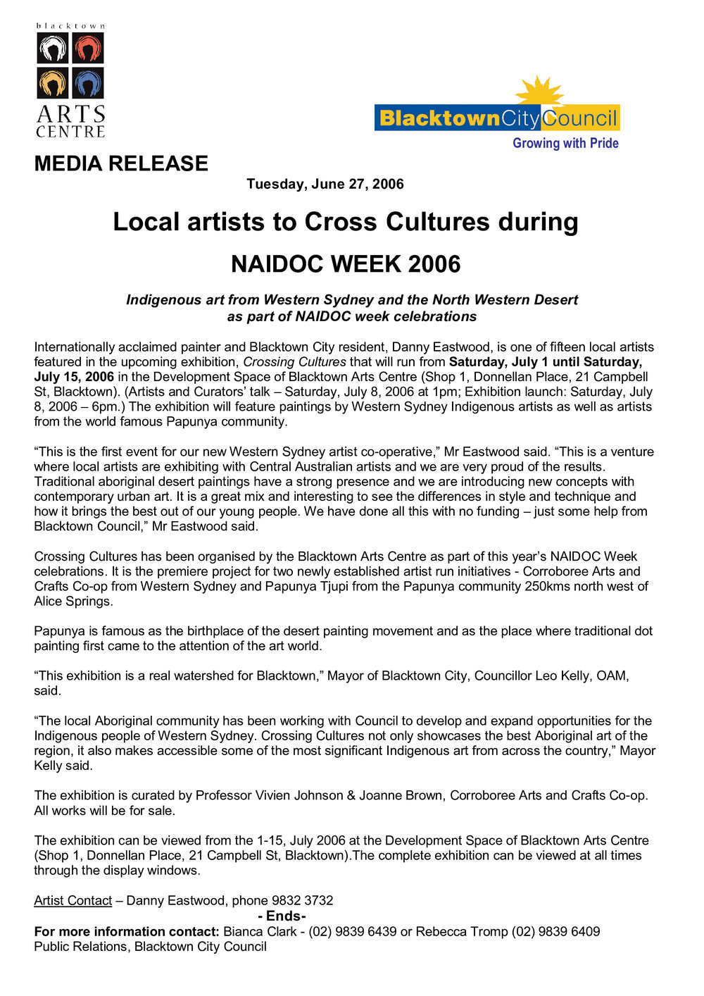 Crossing Cultures, Blacktown Arts Centre, 2006