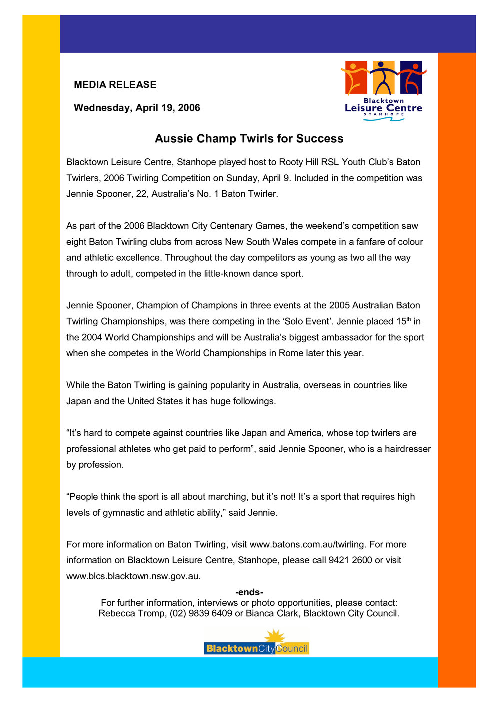 Baton Twirling Centenary Games, 2006