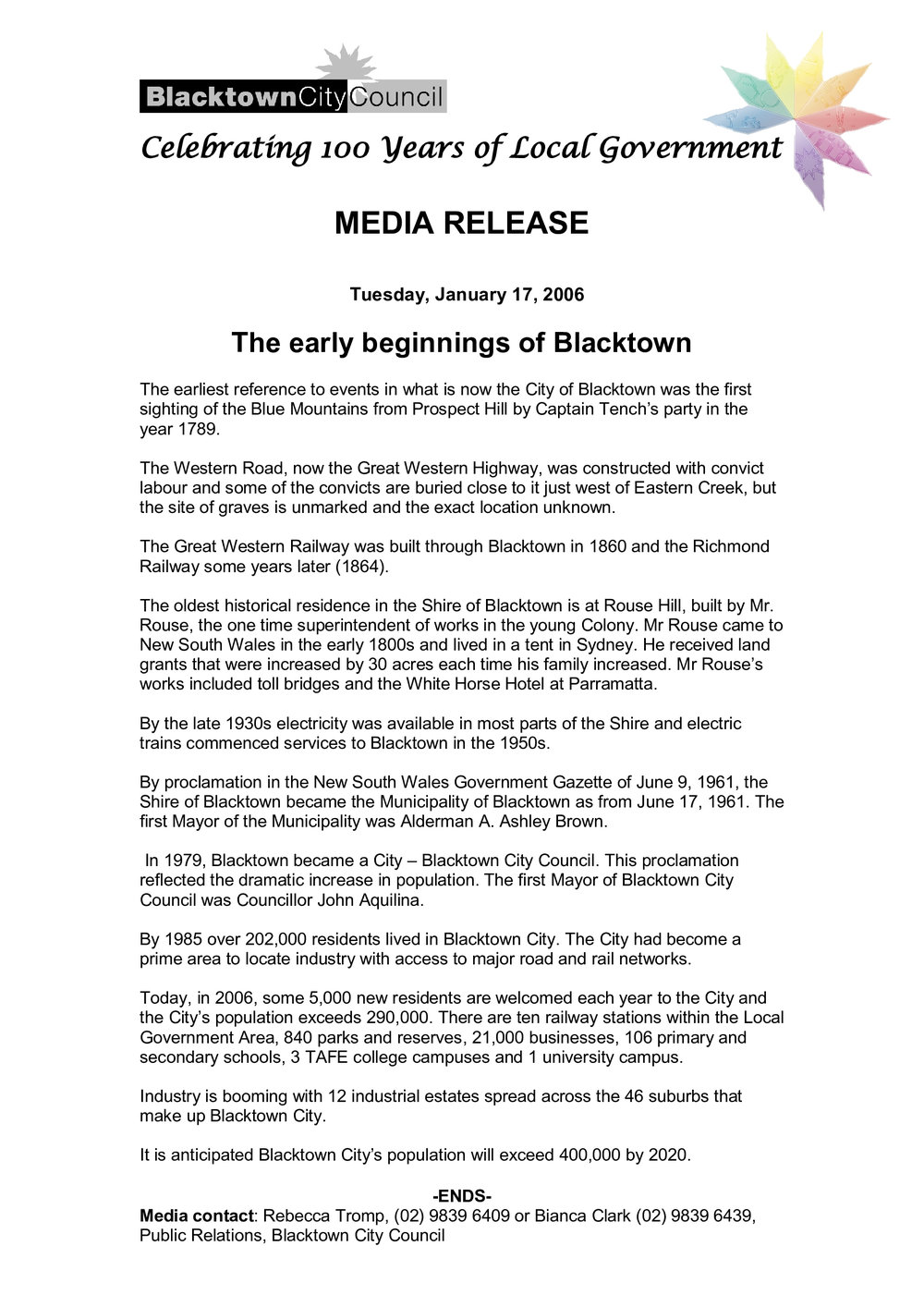 The early beginnings of Blacktown, 2006