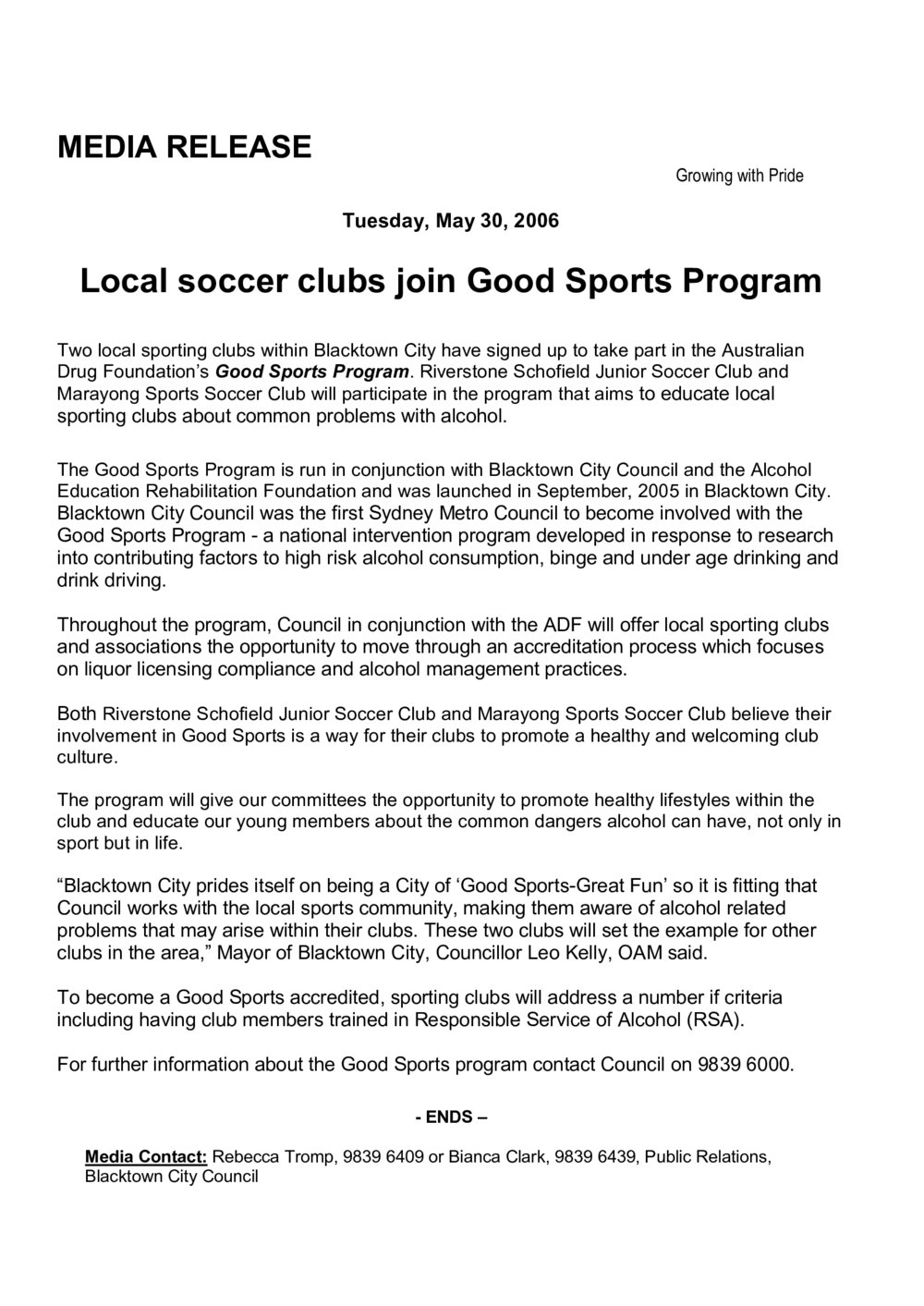 Good Sports Program, 2006