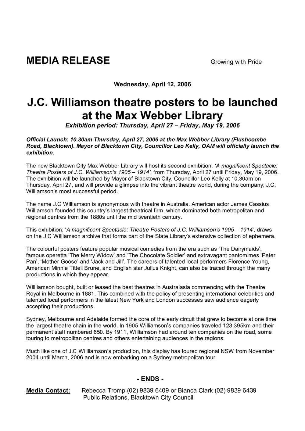 J C Williamson Theatre Poster Launch, 2006