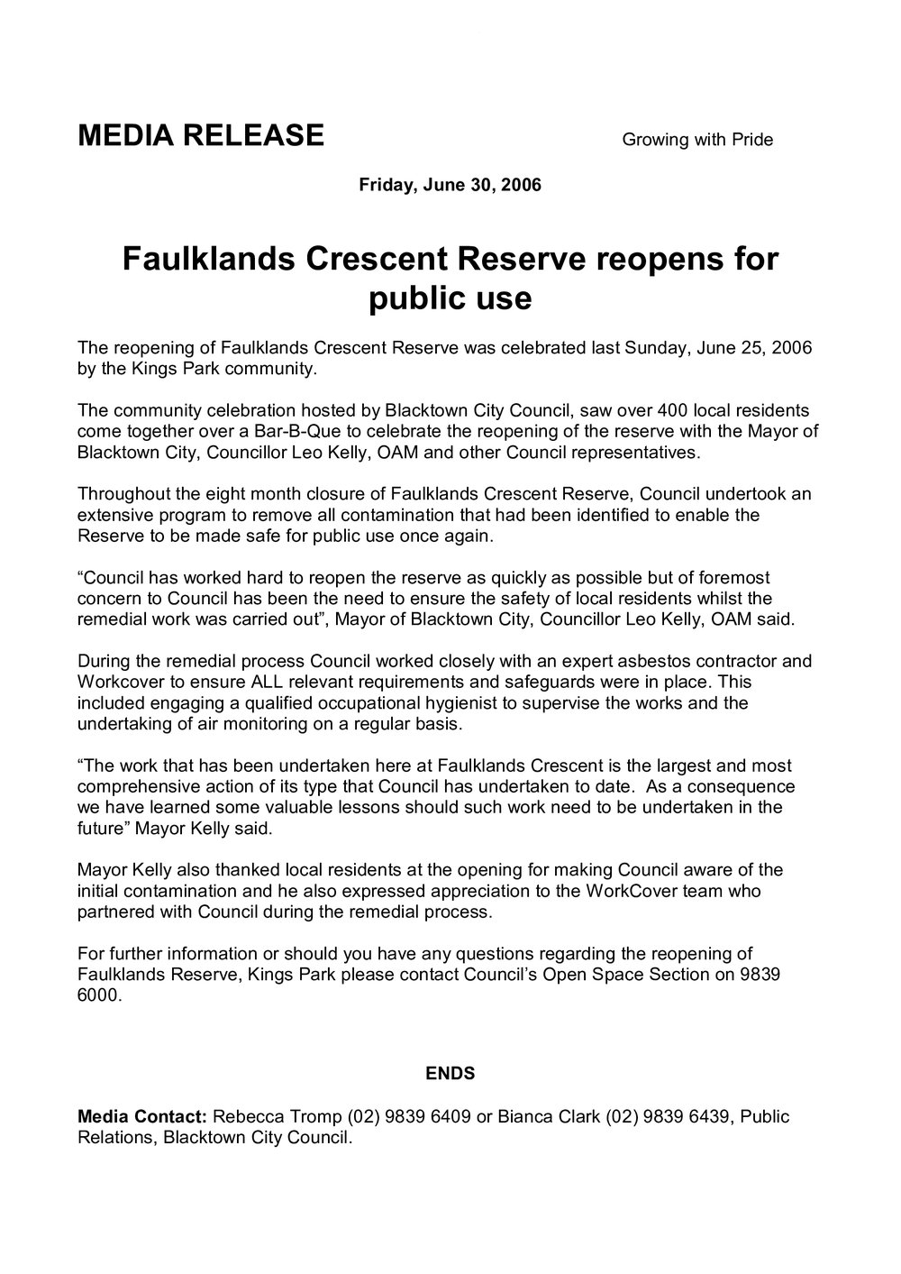 Faulklands Crescent Reserve, Kings Park, 2006